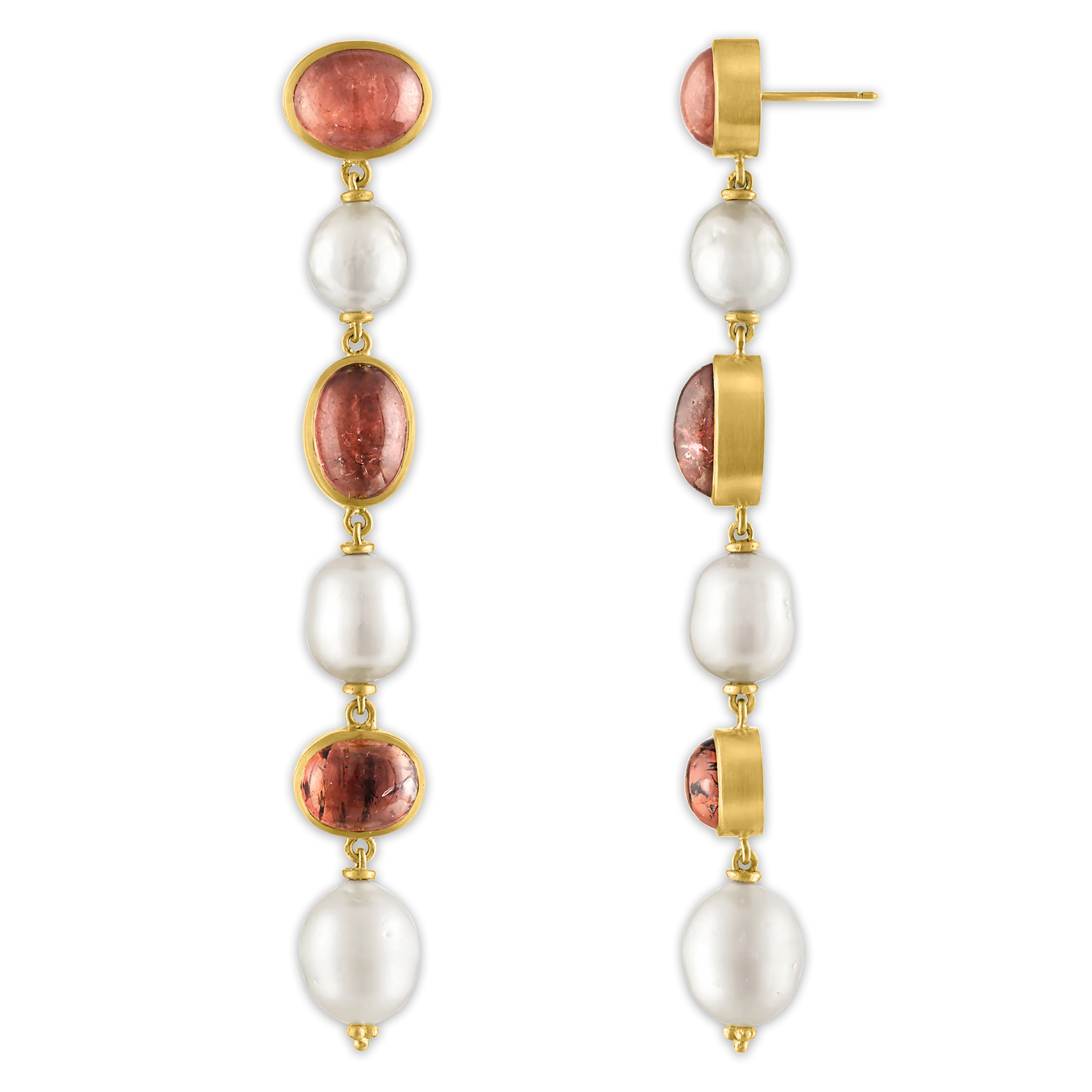 Blush Tourmaline and Pearl Chime Earrings