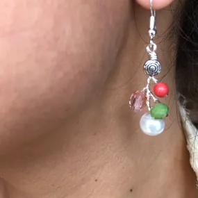 Branch Earrings- Pink, Green, & White