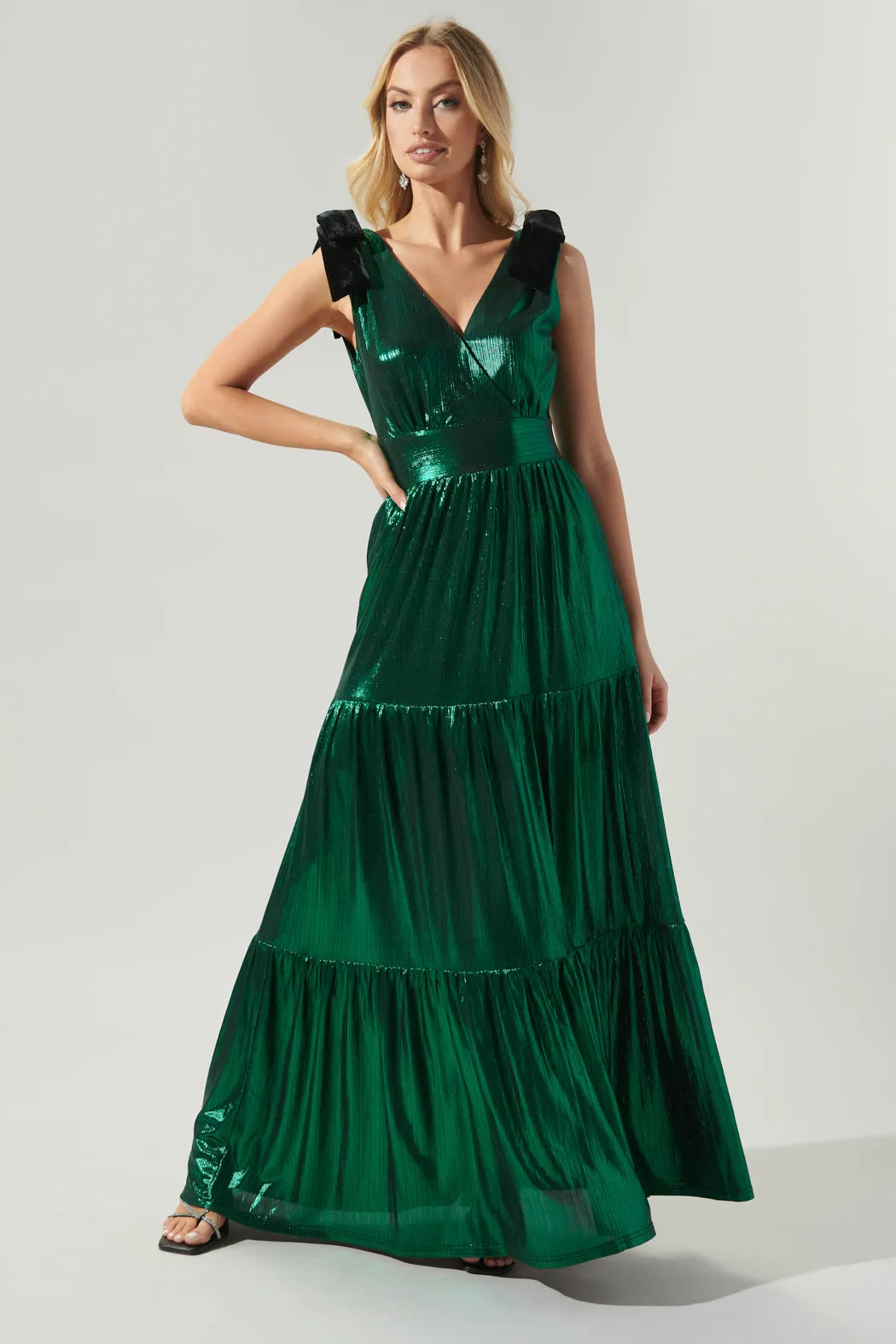 Cannes Liquid Satin Evening Maxi Dress