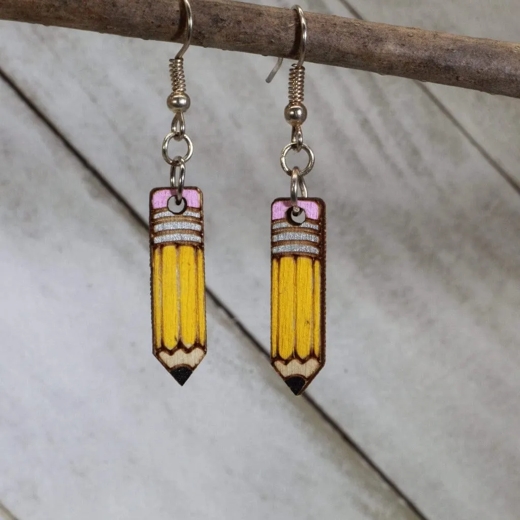 Cate's Concepts, LLC Women's School Pencil Wooden Dangle Earrings