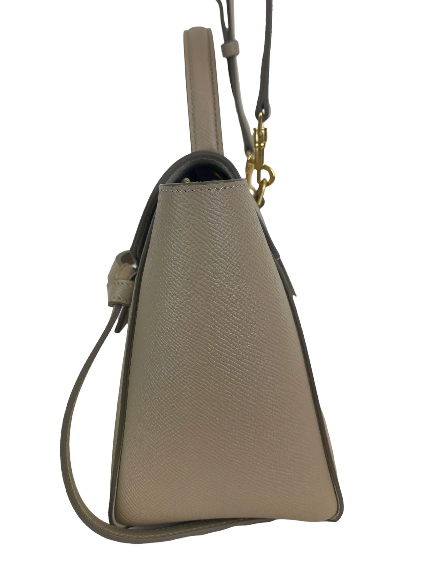 Celine Taupe Textured Calfskin Leather "Nano Belt" Bag