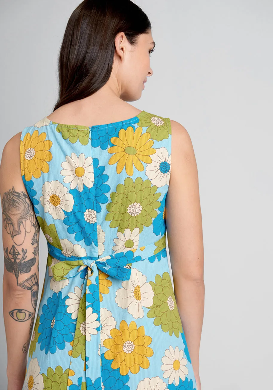 Clear Blue Sky Garden Midi Dress