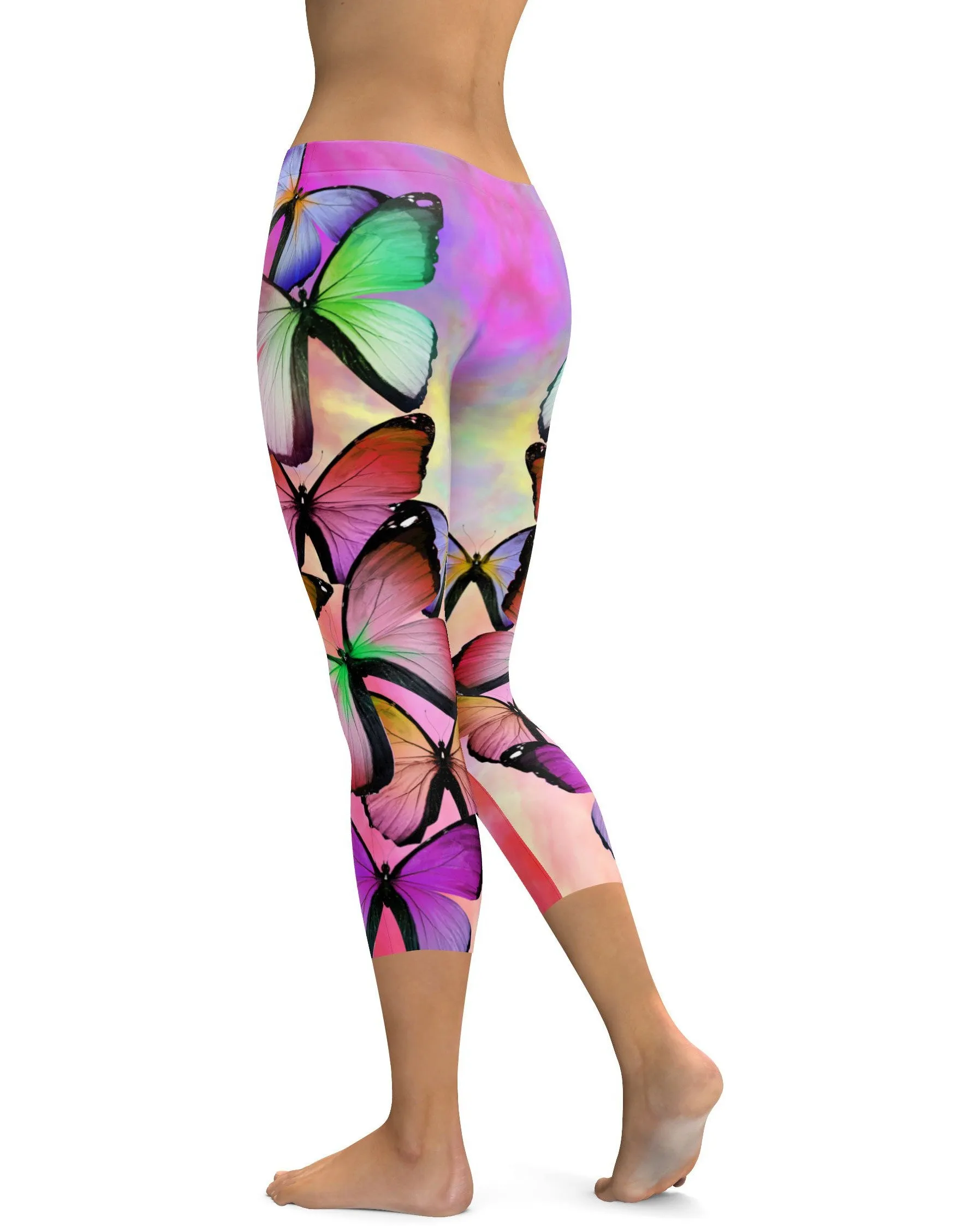 Colorful Butterflies Capris