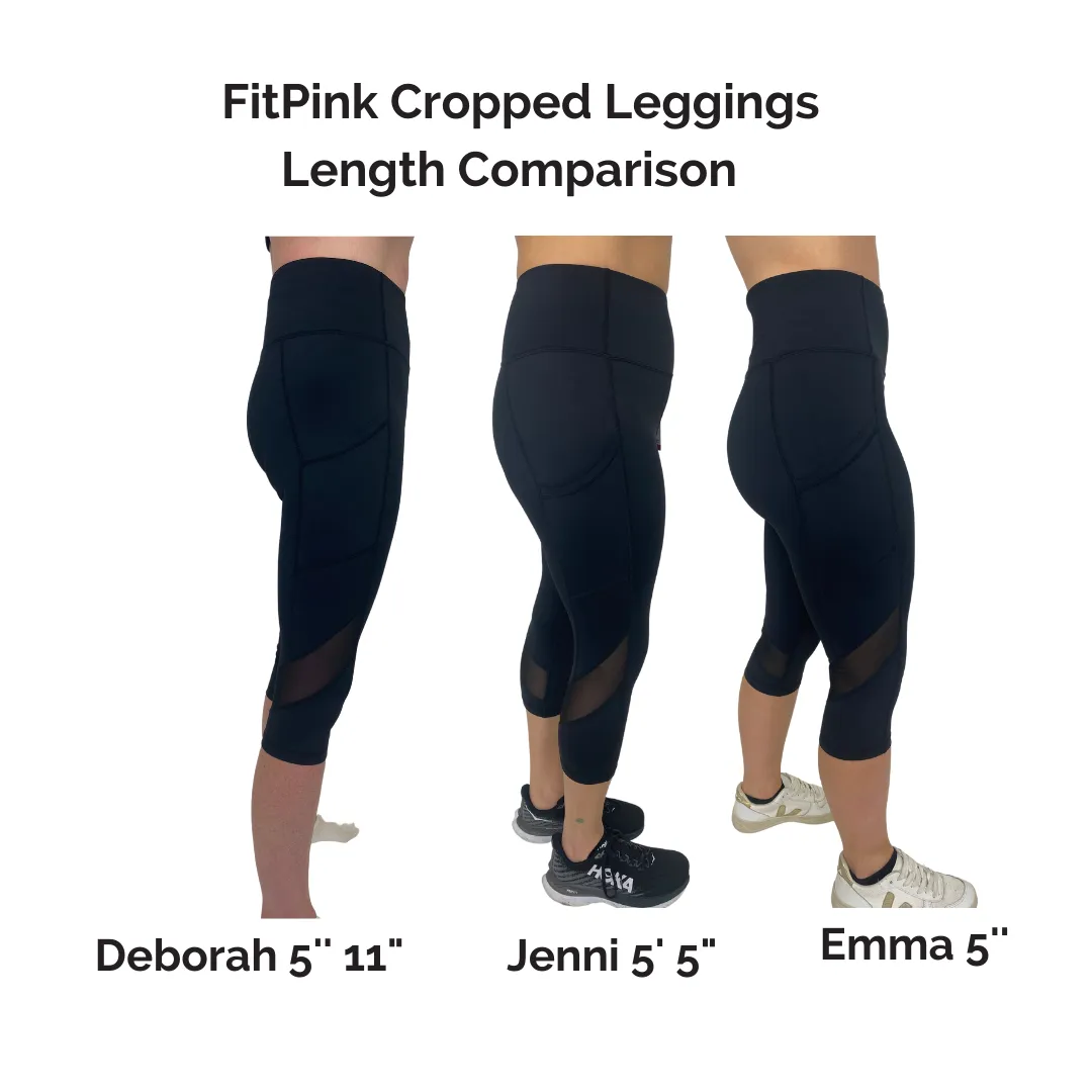 Cropped Sports Leggings V2 with Deep Side Pockets in Black