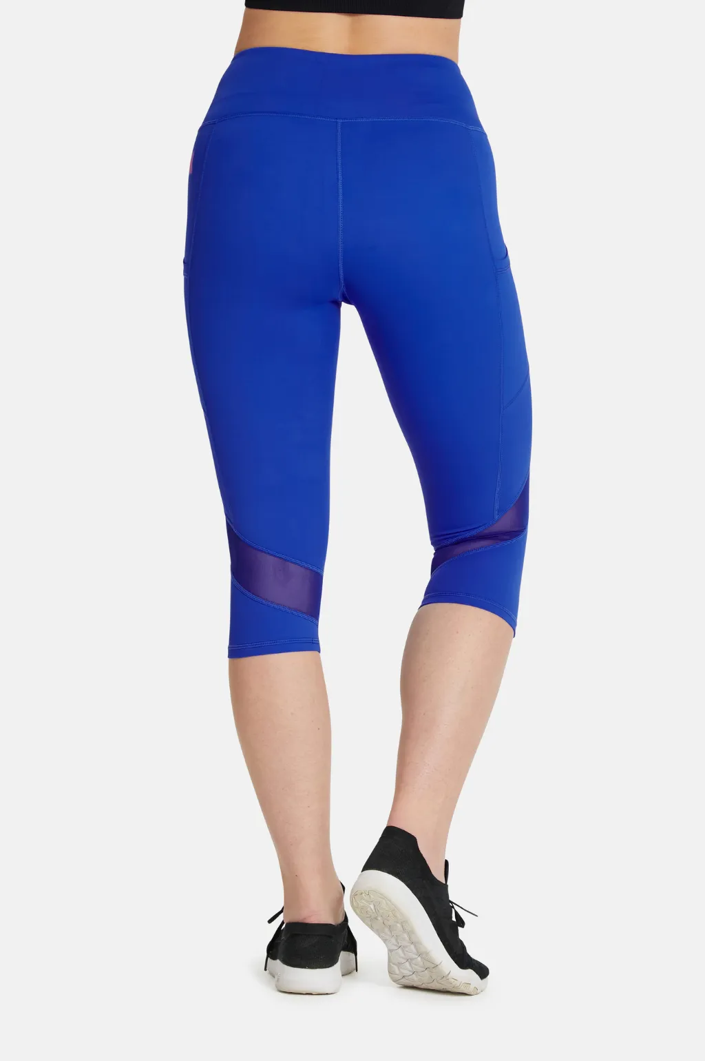 Cropped Sports Leggings with Deep Side Pockets in Bright Blue