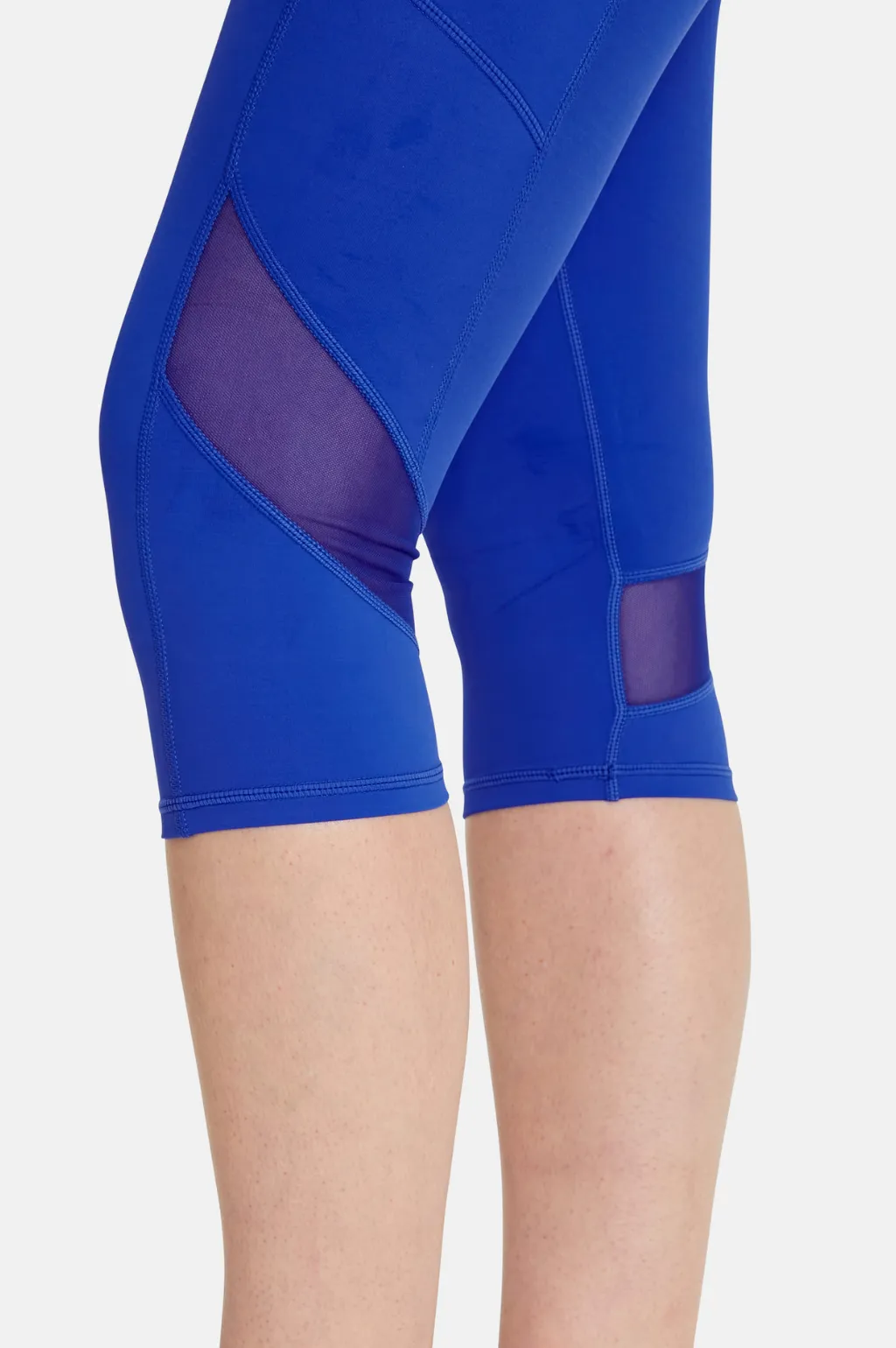 Cropped Sports Leggings with Deep Side Pockets in Bright Blue