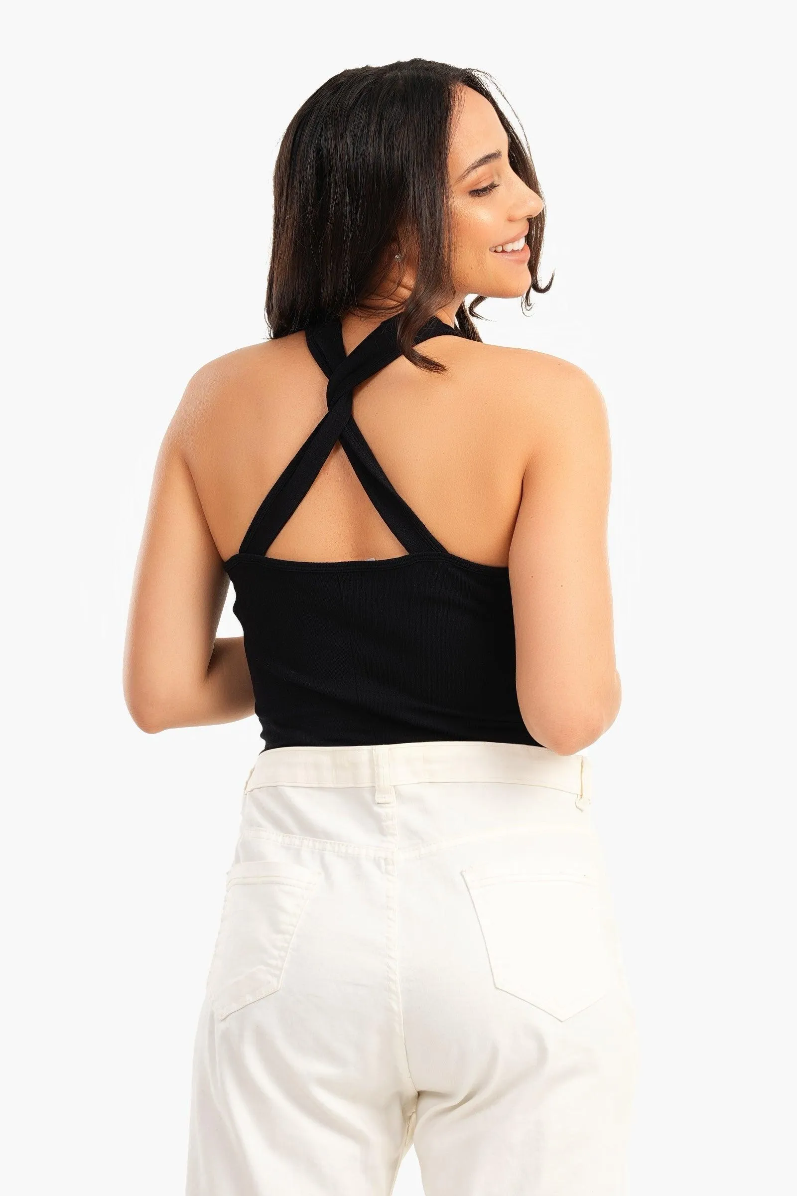 Cut-out High Neck Top