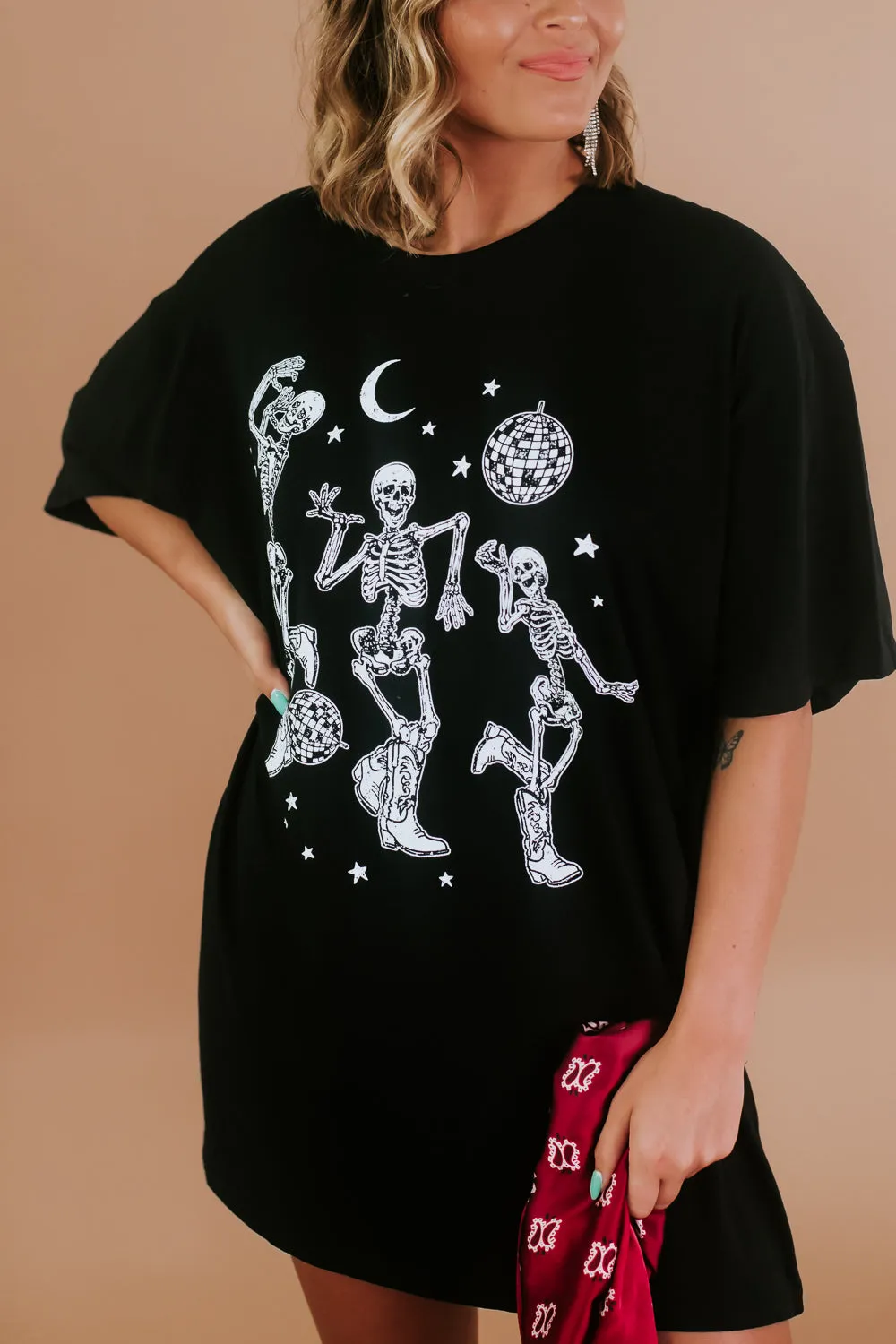 Dancing Cowboy Skeleton Tee, Black