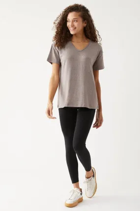 Devotion Slouchy V-Neck Maternity & Nursing Top in Pebble