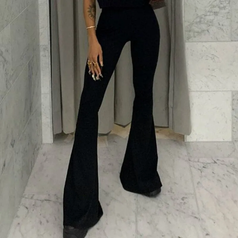 DressBetty - Fashion Women Slimming Pants Elastic High Waist Bell Bottoms Clothing Female Casual Flared Long Trousers