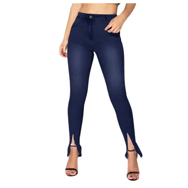 DressBetty - High Waist Slim Band Denim Pants