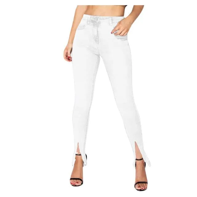 DressBetty - High Waist Slim Band Denim Pants