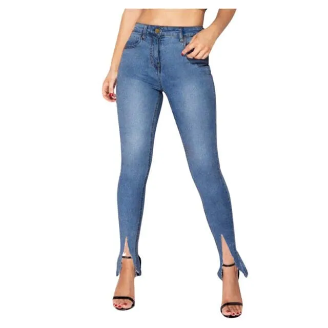 DressBetty - High Waist Slim Band Denim Pants