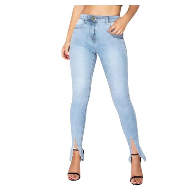 DressBetty - High Waist Slim Band Denim Pants