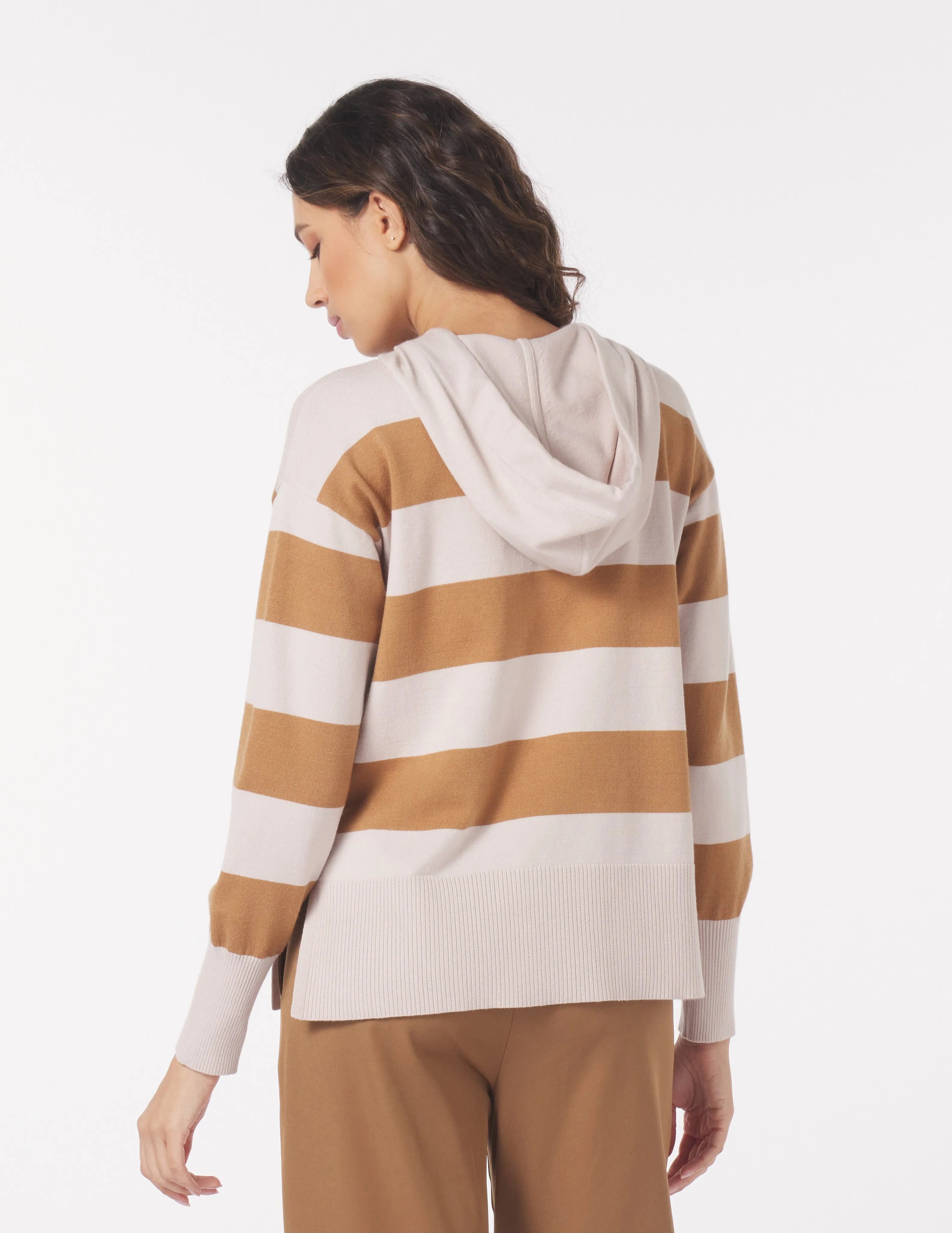 Elite Hoodie: Oatmilk/Almond Rugby Stripe