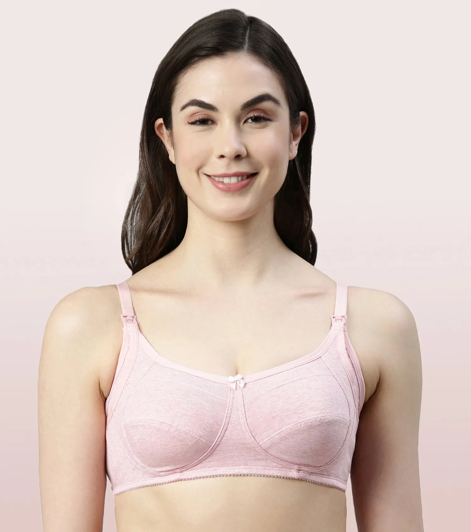 Enamor Eco-Melange MT02 Sectioned Lift and Support Cotton Nursing Bra for Women- High Coverage, Non Padded and Wirefree - Capri Melange