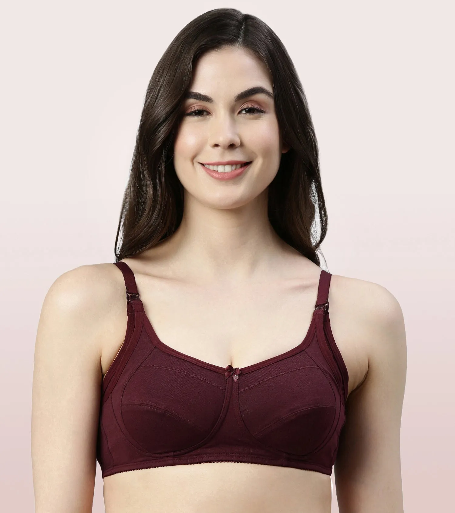 Enamor Eco-Melange MT02 Sectioned Lift and Support Cotton Nursing Bra for Women- High Coverage, Non Padded and Wirefree - Capri Melange