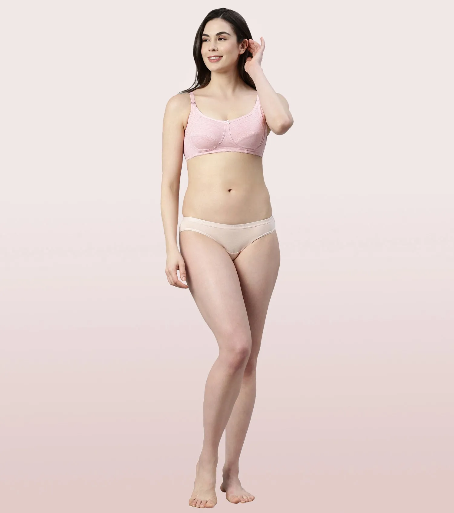 Enamor Eco-Melange MT02 Sectioned Lift and Support Cotton Nursing Bra for Women- High Coverage, Non Padded and Wirefree - Capri Melange