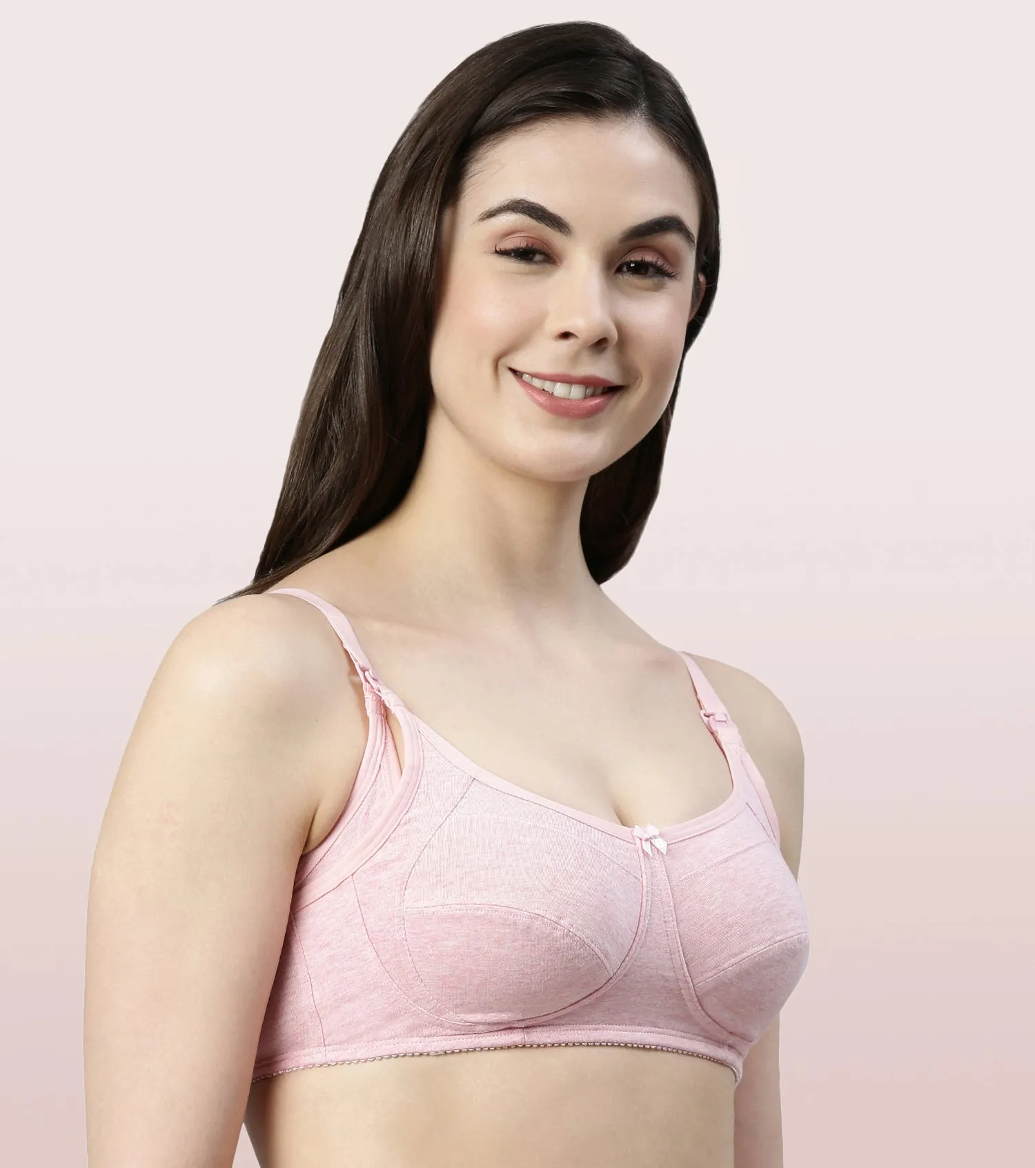 Enamor Eco-Melange MT02 Sectioned Lift and Support Cotton Nursing Bra for Women- High Coverage, Non Padded and Wirefree - Capri Melange