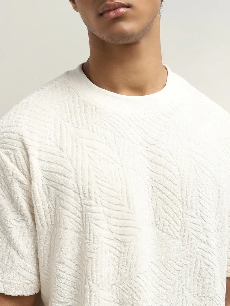 ETA Off-White Self-Textured Relaxed-Fit Cotton T-Shirt