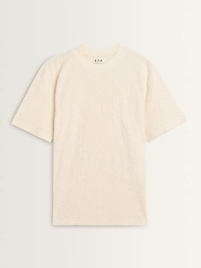 ETA Off-White Self-Textured Relaxed-Fit Cotton T-Shirt