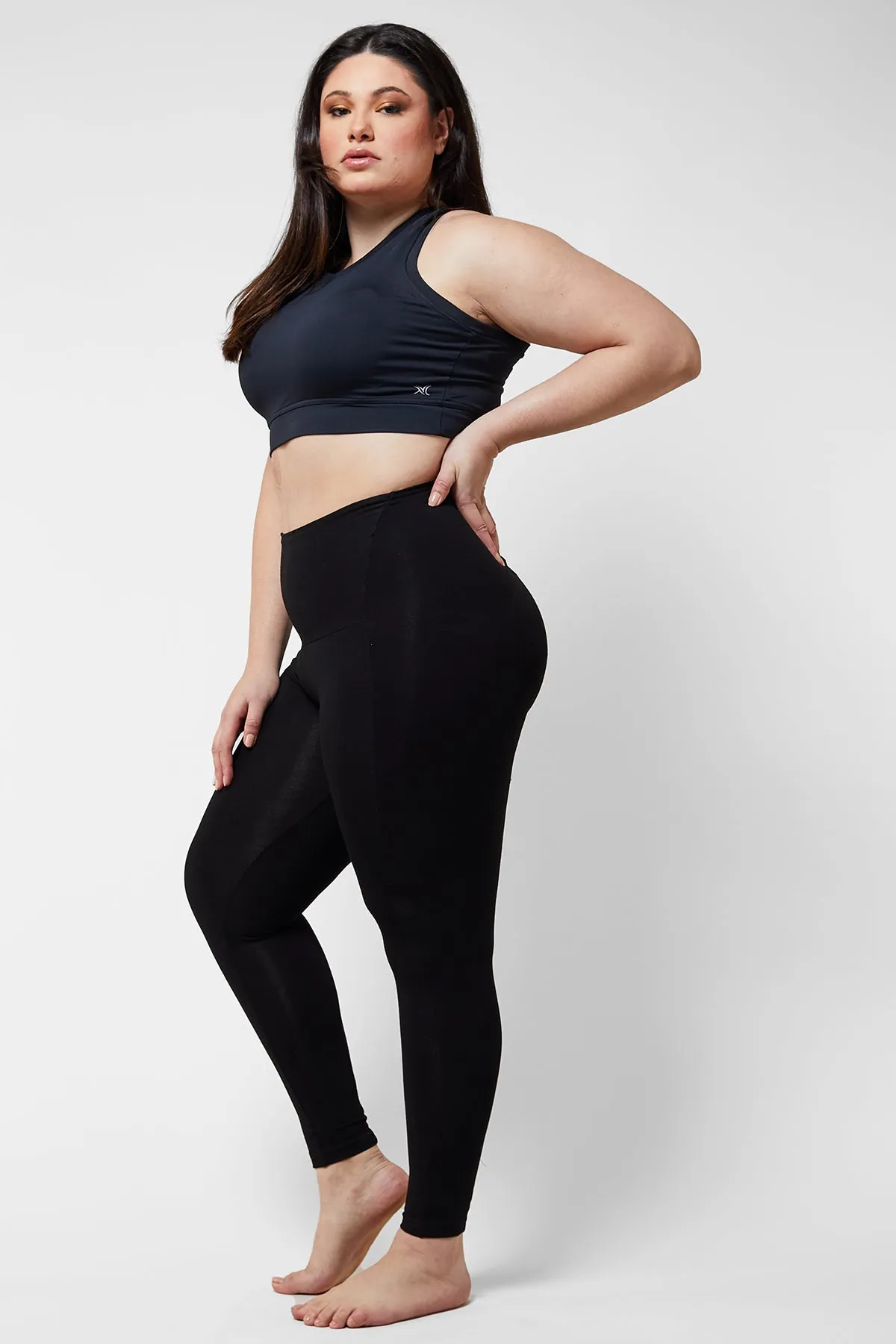 Extra Strong Compression Outer-Thigh Smoothing Leggings with Tummy Control Black