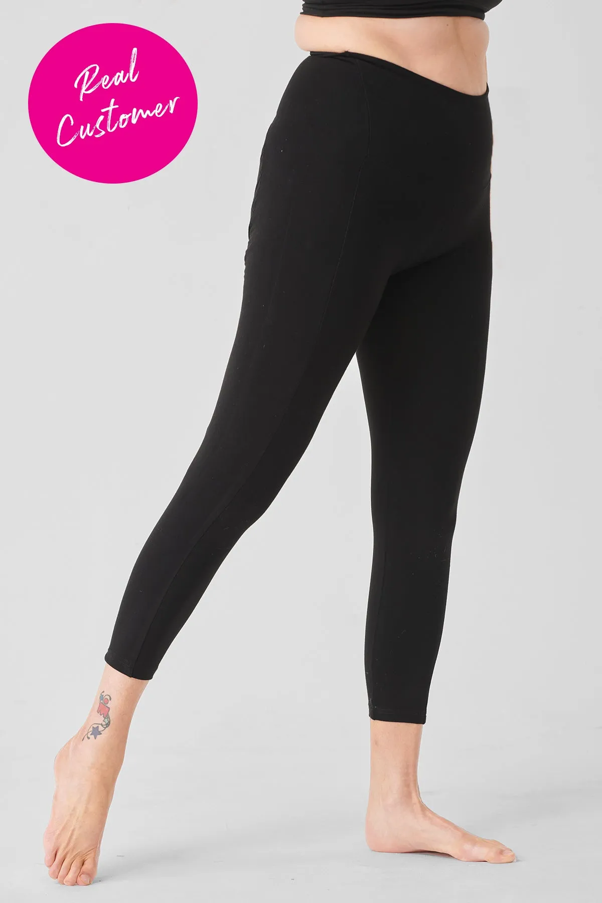 Extra Strong Compression Outer-Thigh Smoothing Leggings with Tummy Control Black