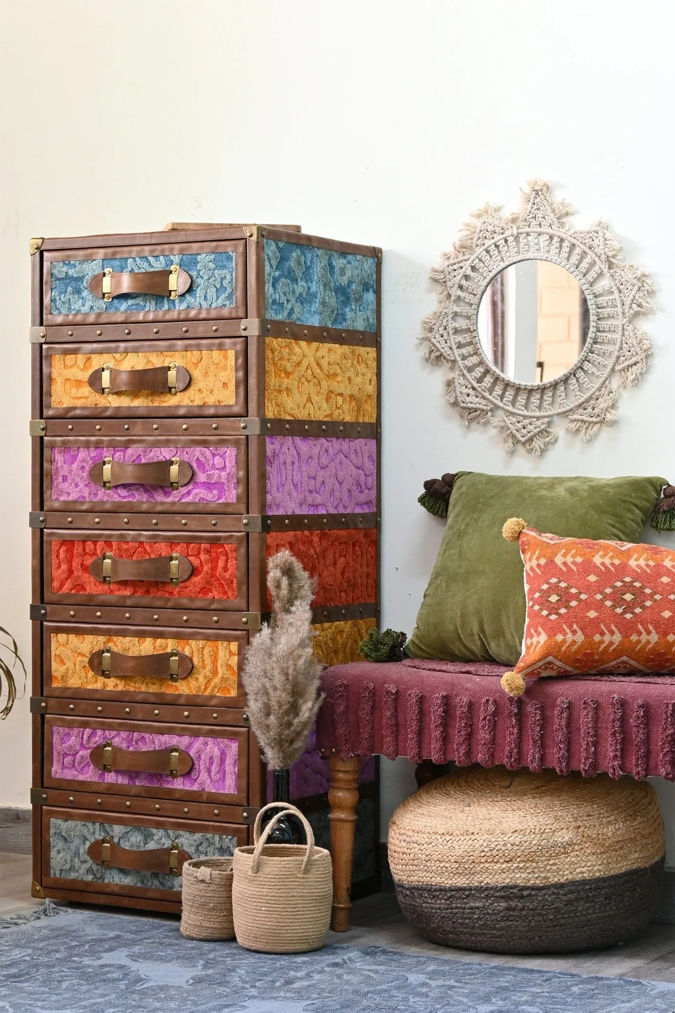 FANTASY CHEST OF DRAWERS - LEATHER AND VELVET