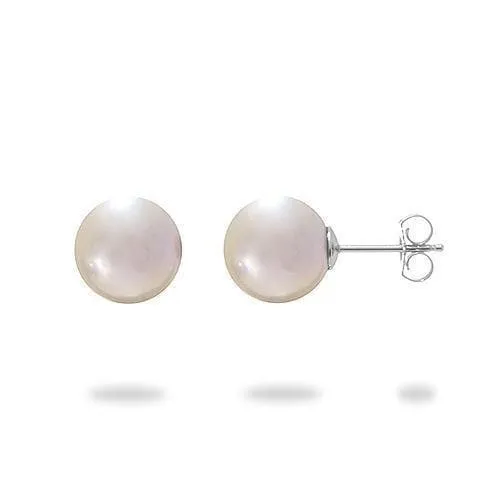 Freshwater Pearl Earrings in White Gold - 8-9mm