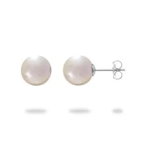 Freshwater Pearl Earrings in White Gold - 8-9mm