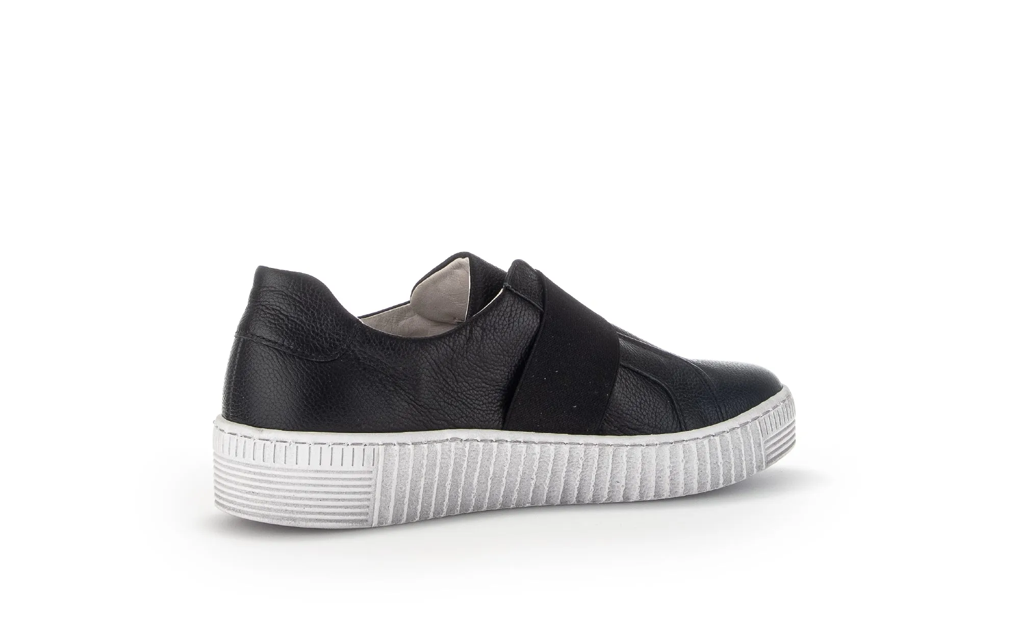 GABOR Black Leather Slip On Trainer 33627