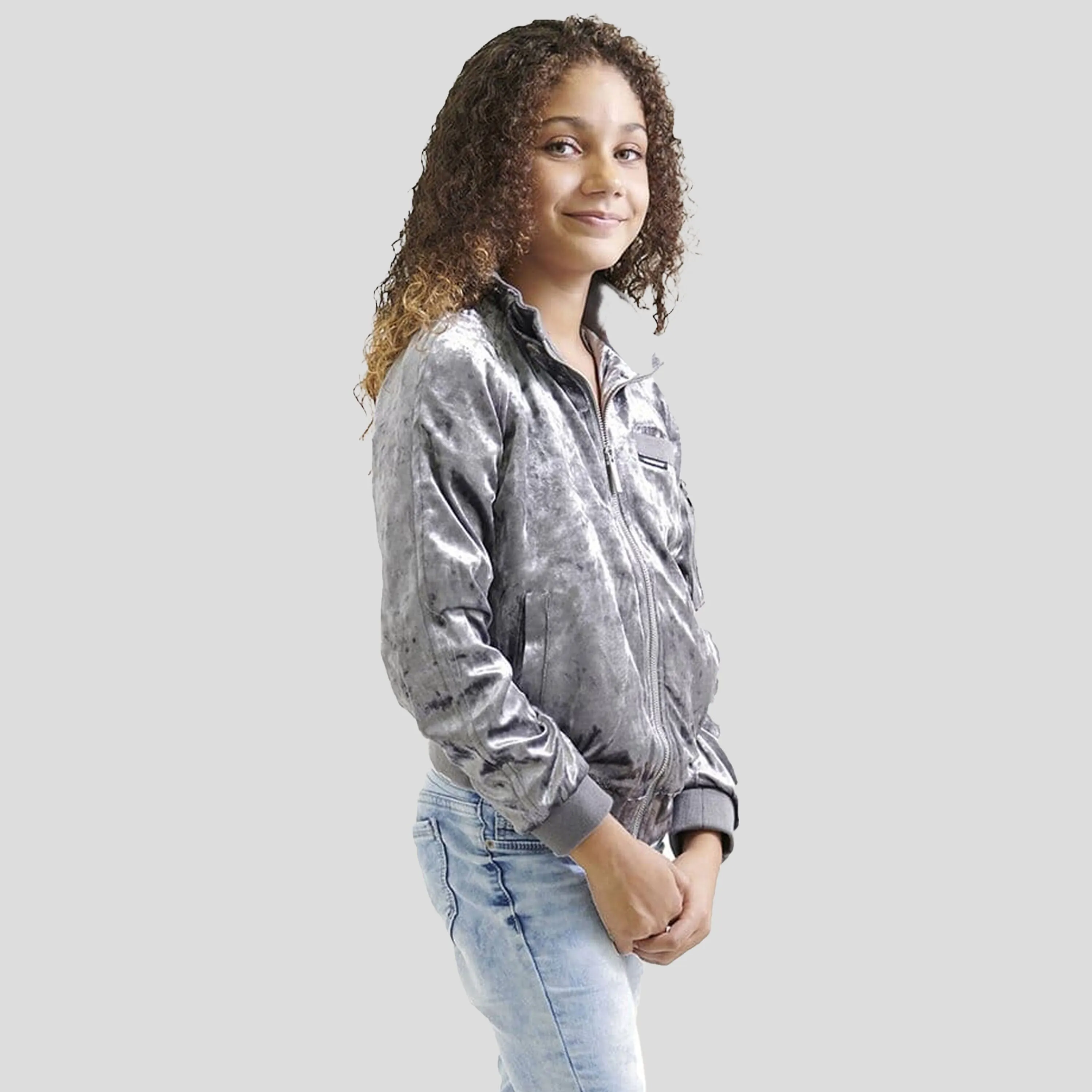 Girl's Crushed Velvet Bomber Jacket - FINAL SALE