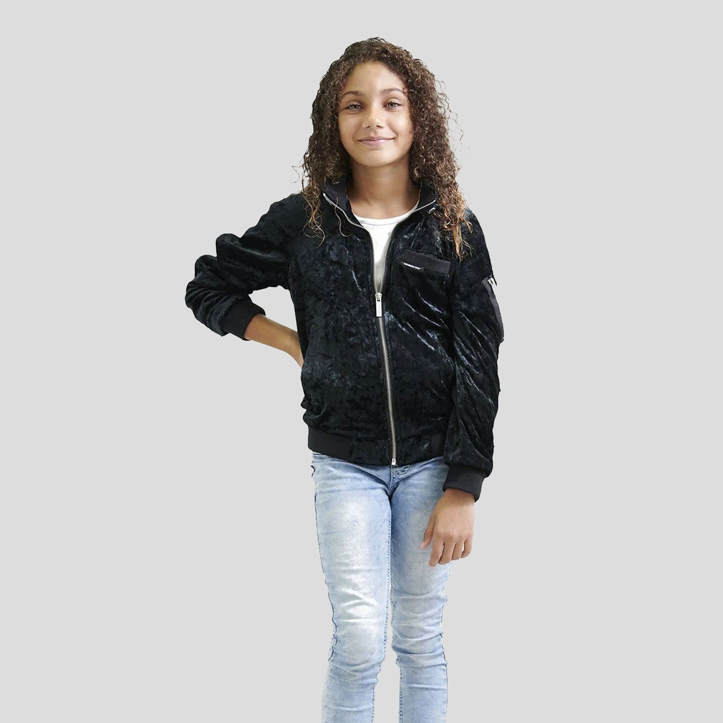 Girl's Crushed Velvet Bomber Jacket - FINAL SALE