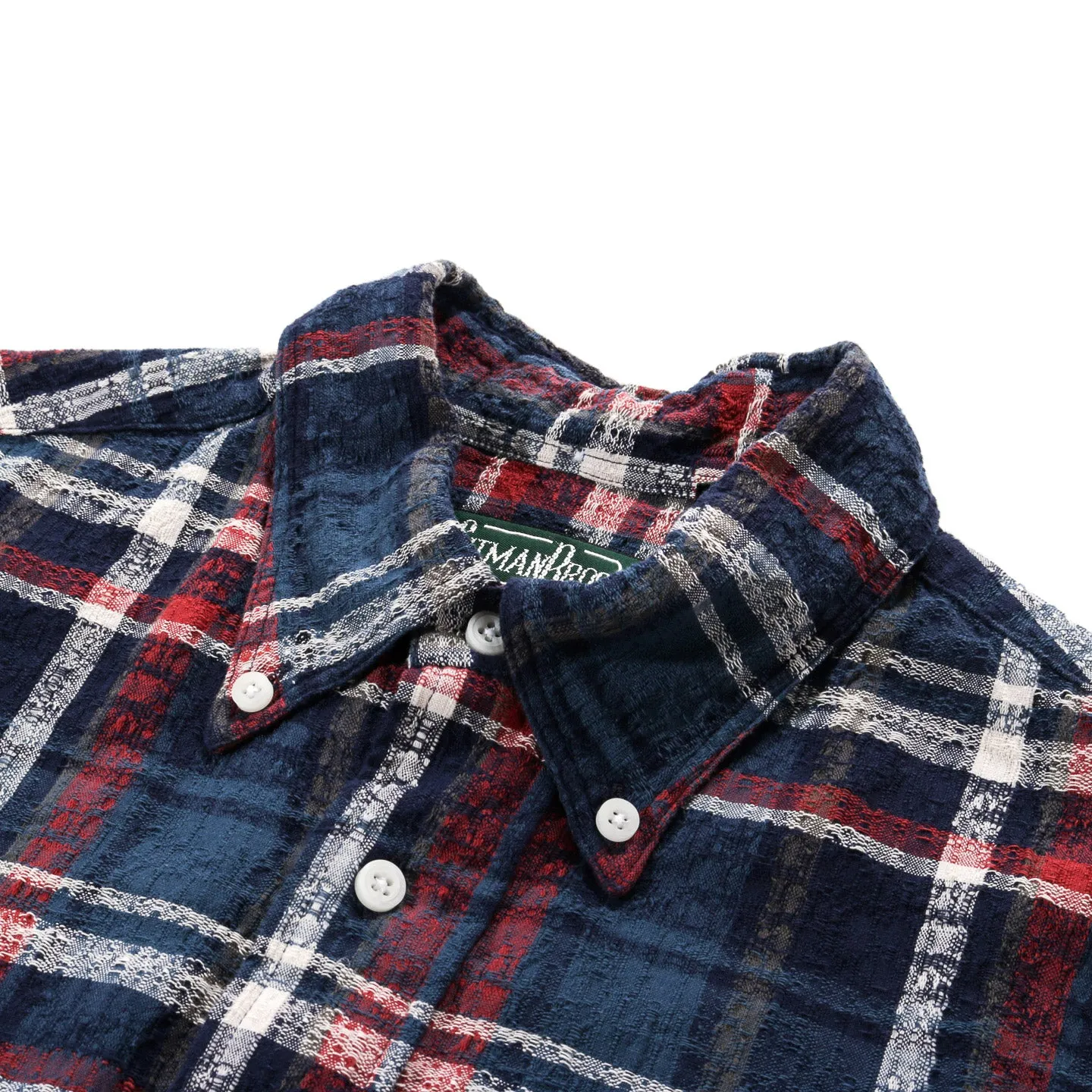 GITMAN VINTAGE BUTTON DOWN NAVY BROKEN DOBBY CHECK