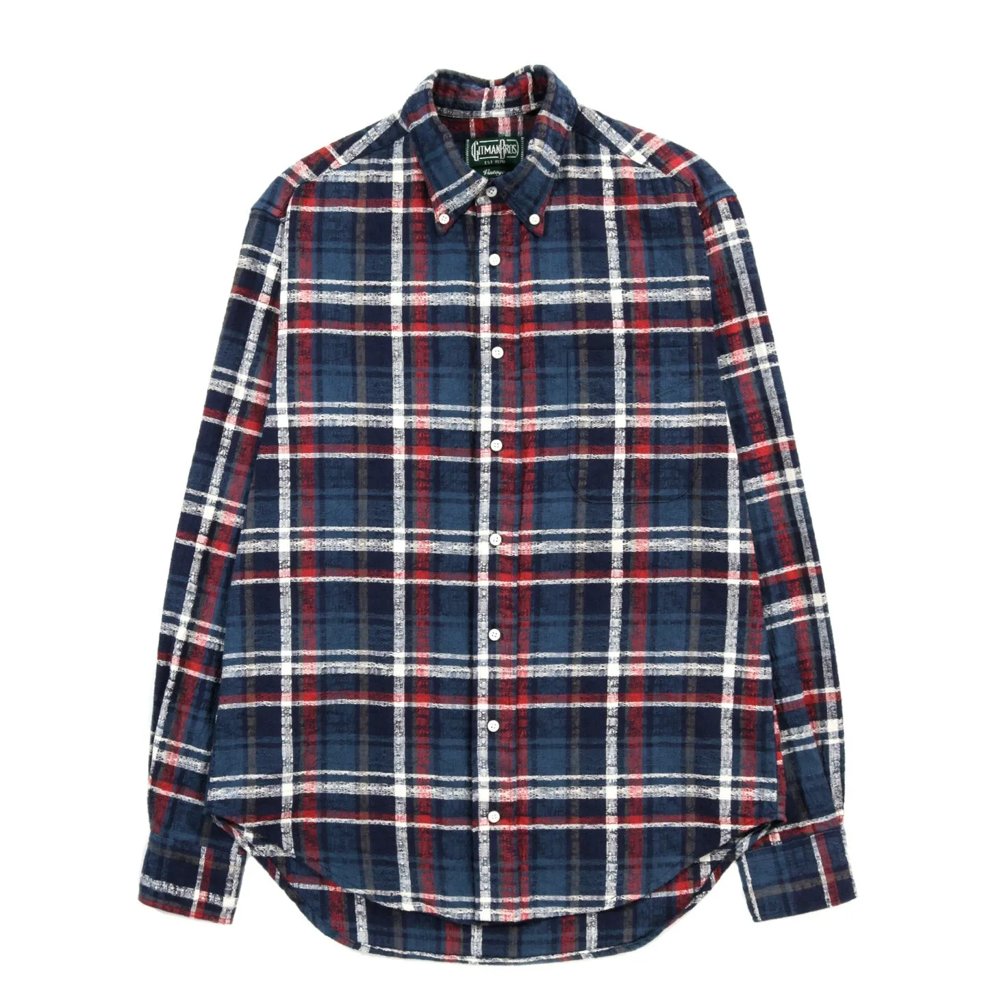 GITMAN VINTAGE BUTTON DOWN NAVY BROKEN DOBBY CHECK