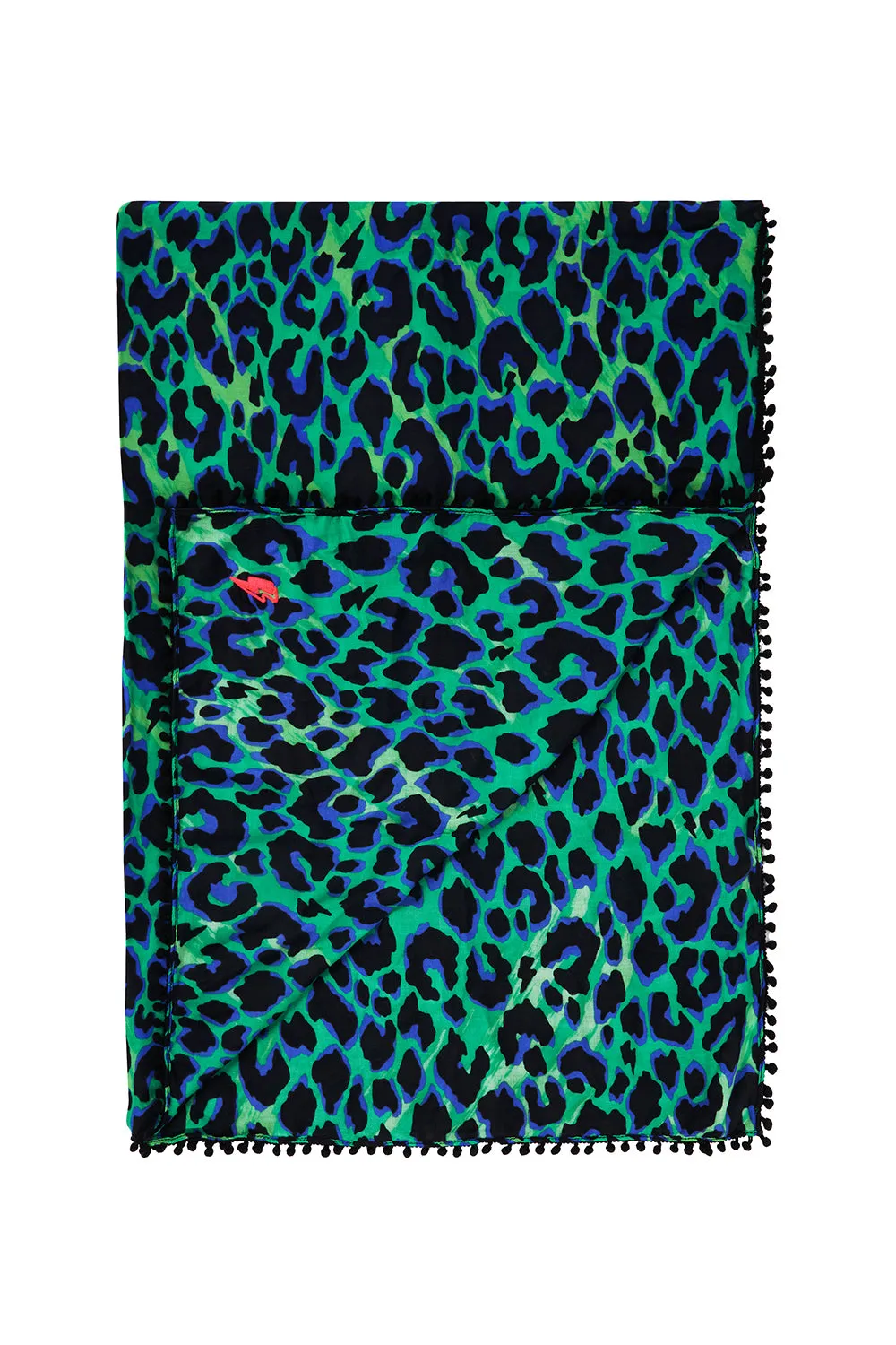 Green with Black and Blue Shadow Leopard Charity Super Scarf