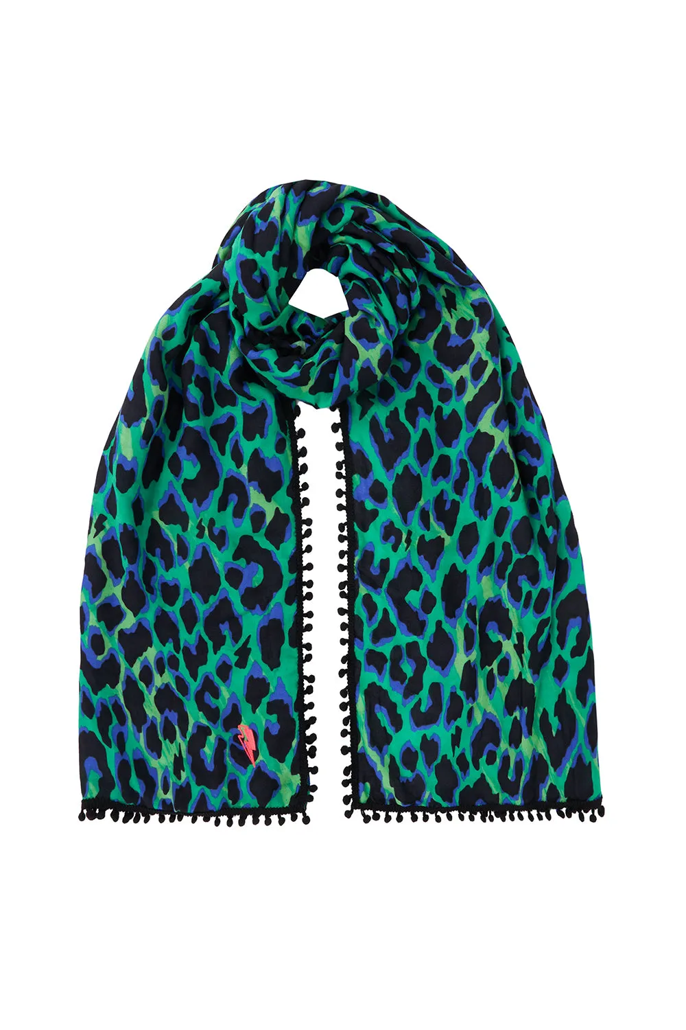 Green with Black and Blue Shadow Leopard Charity Super Scarf