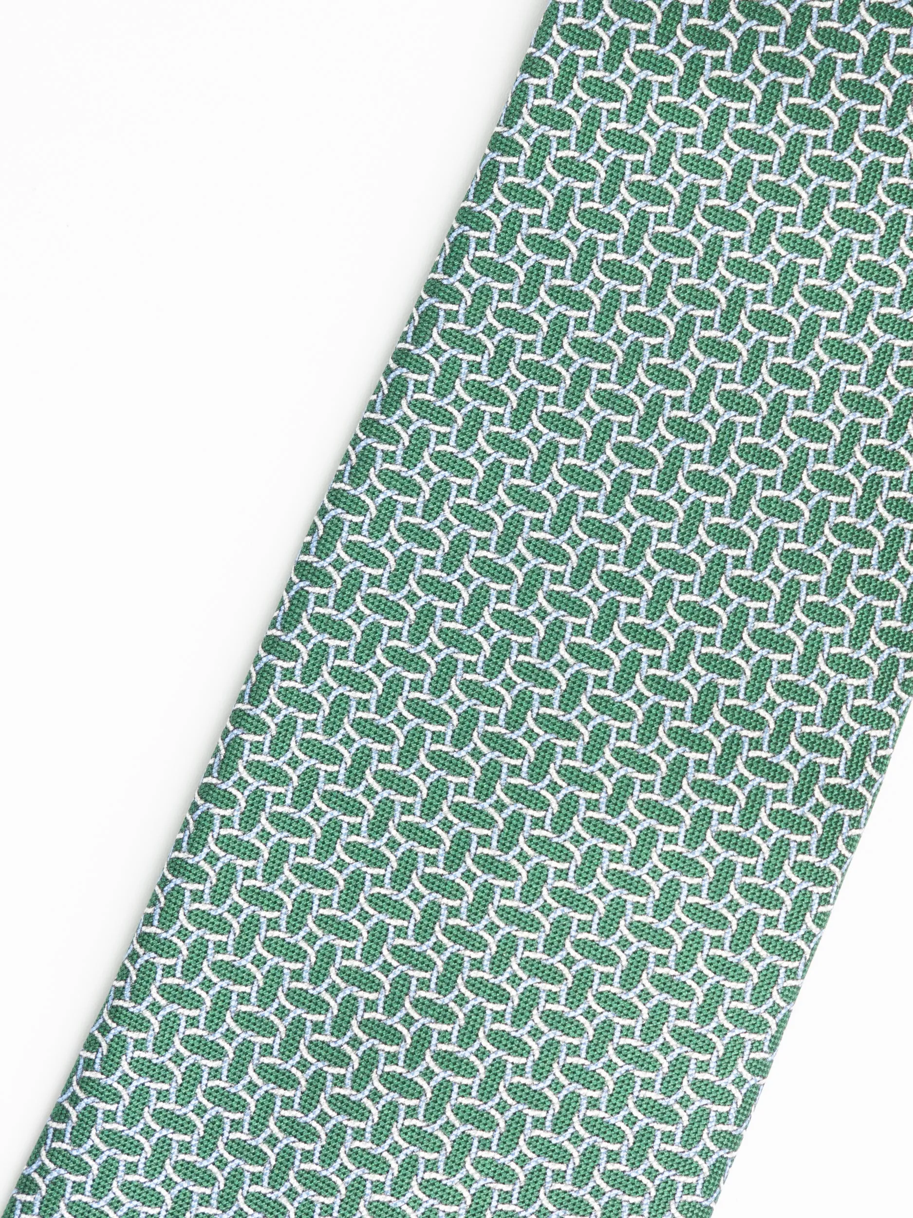 Green/White Chain Patterned Tie