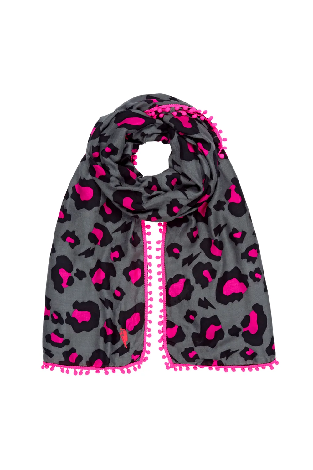 Grey with Black and Hot Pink Snow Leopard Charity Super Scarf