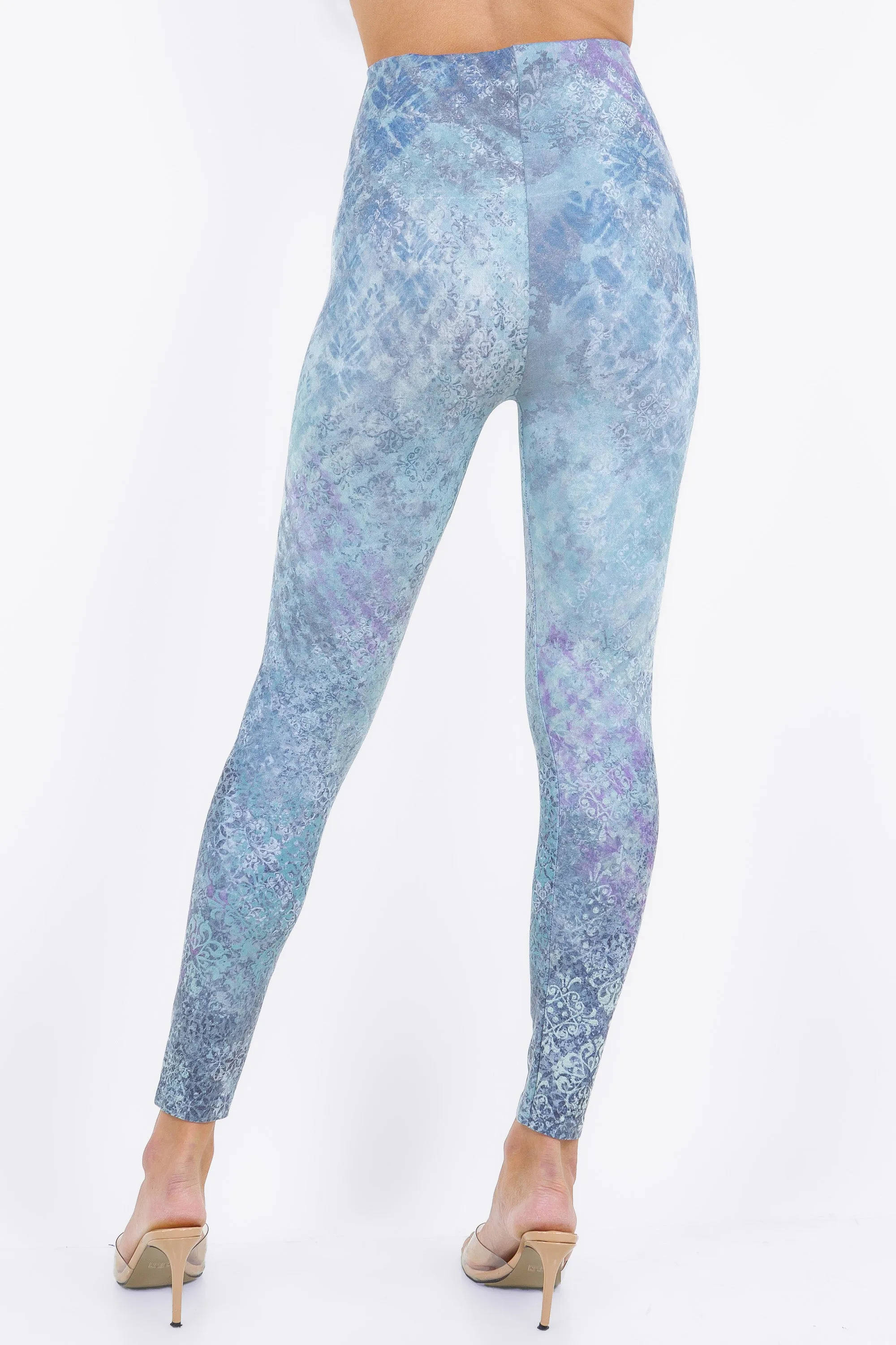 Gunge Damask and Mixed Shibori Printed Leggings