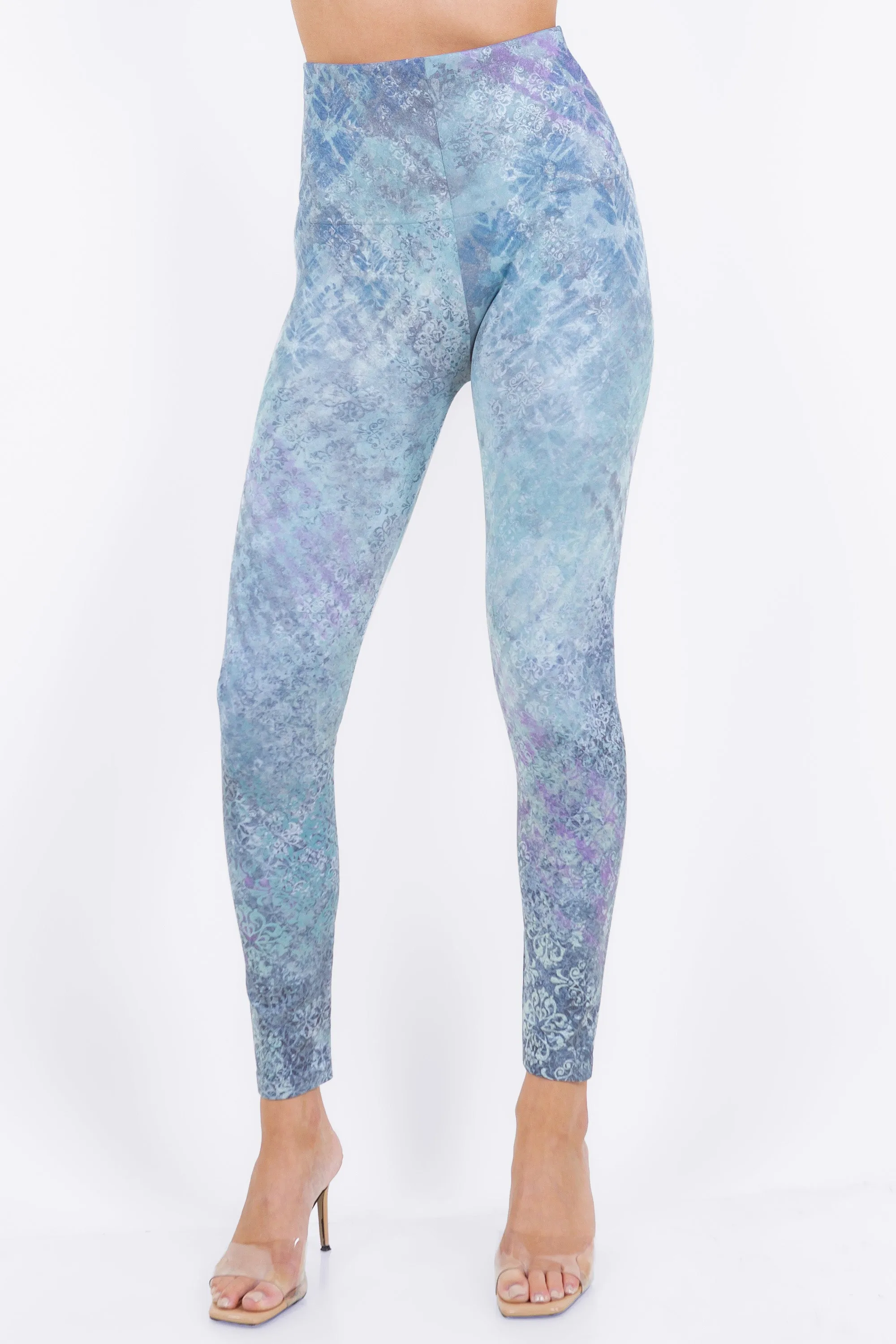 Gunge Damask and Mixed Shibori Printed Leggings