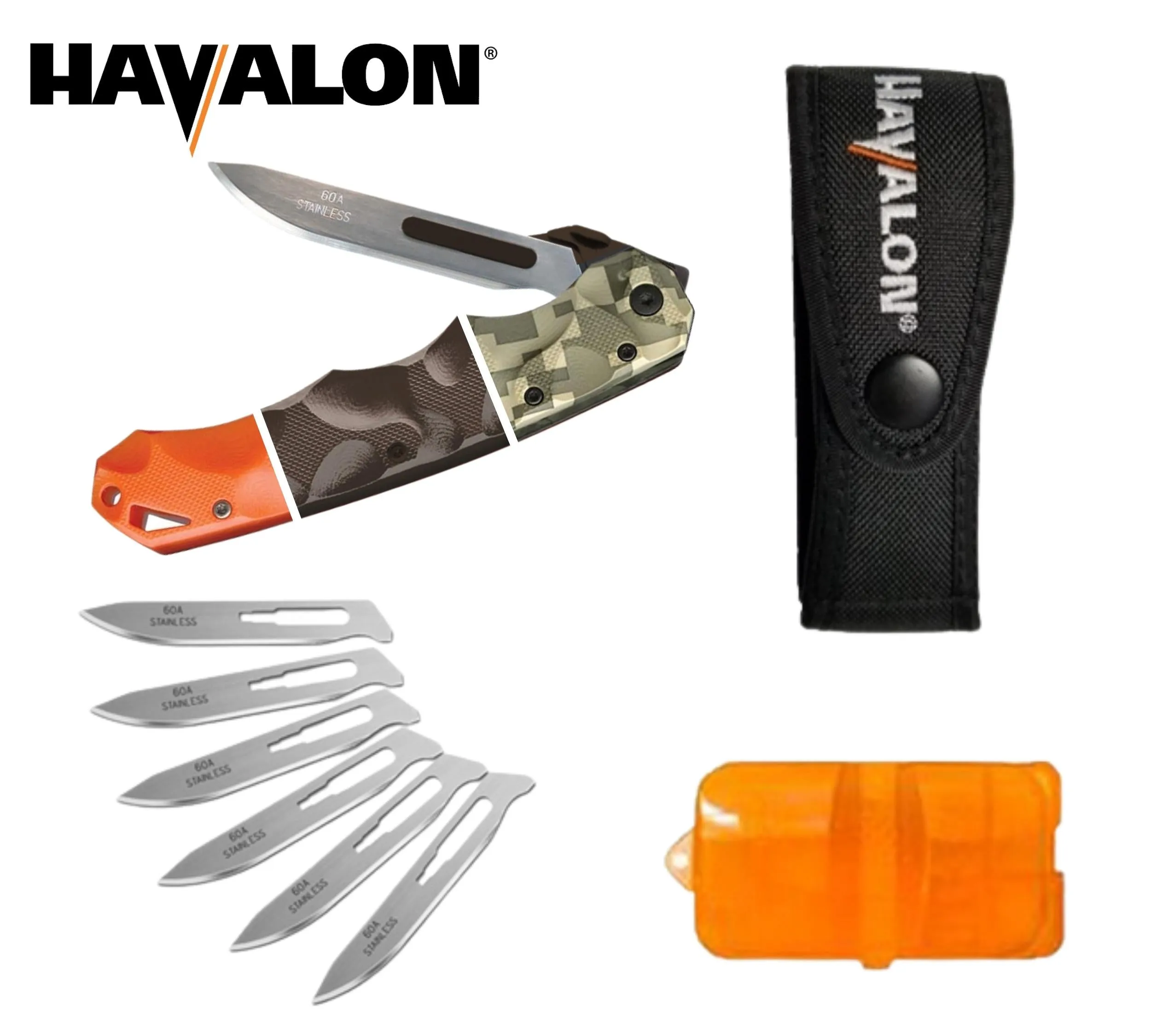 Havalon Piranta-Stag Folding Knife: Black