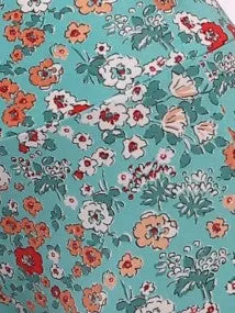 High Waist Soft Brushed Wide Flare Pants - Teal, Orange Floral