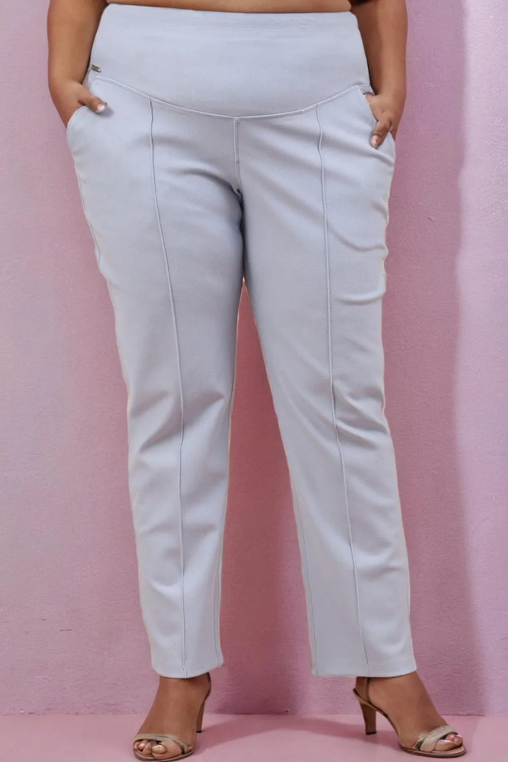 Ice Blue Crease Seam Tummy Tucker Pants