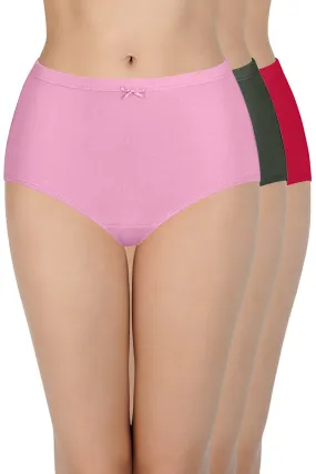 Insert Elastic Waistband Full Brief Solid Assorted Panty (Pack of 3 Colors & Prints May Vary)