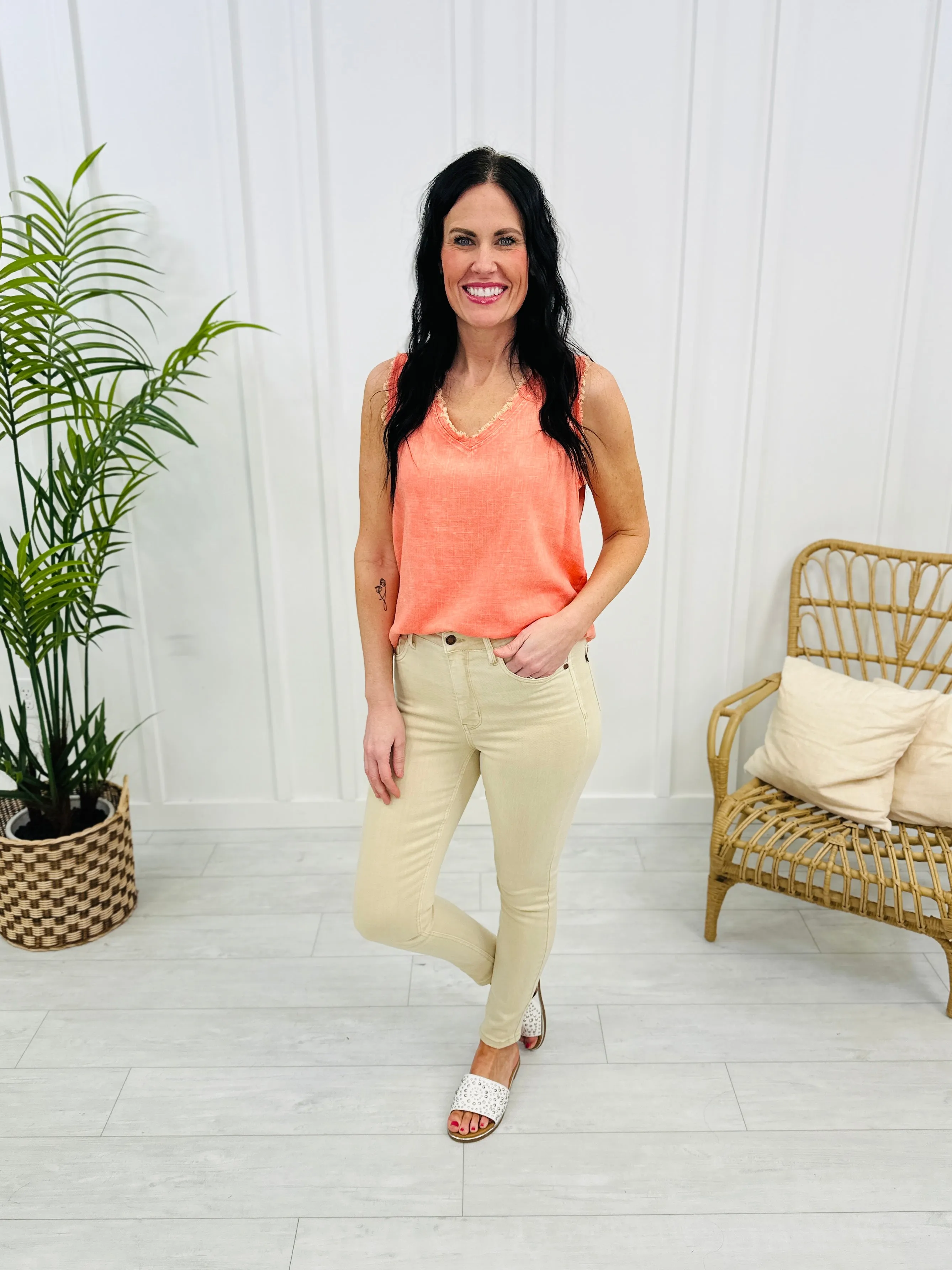 Judy Blue Khaki is The New White Tummy Control Skinny Jeans in Reg/Curvy