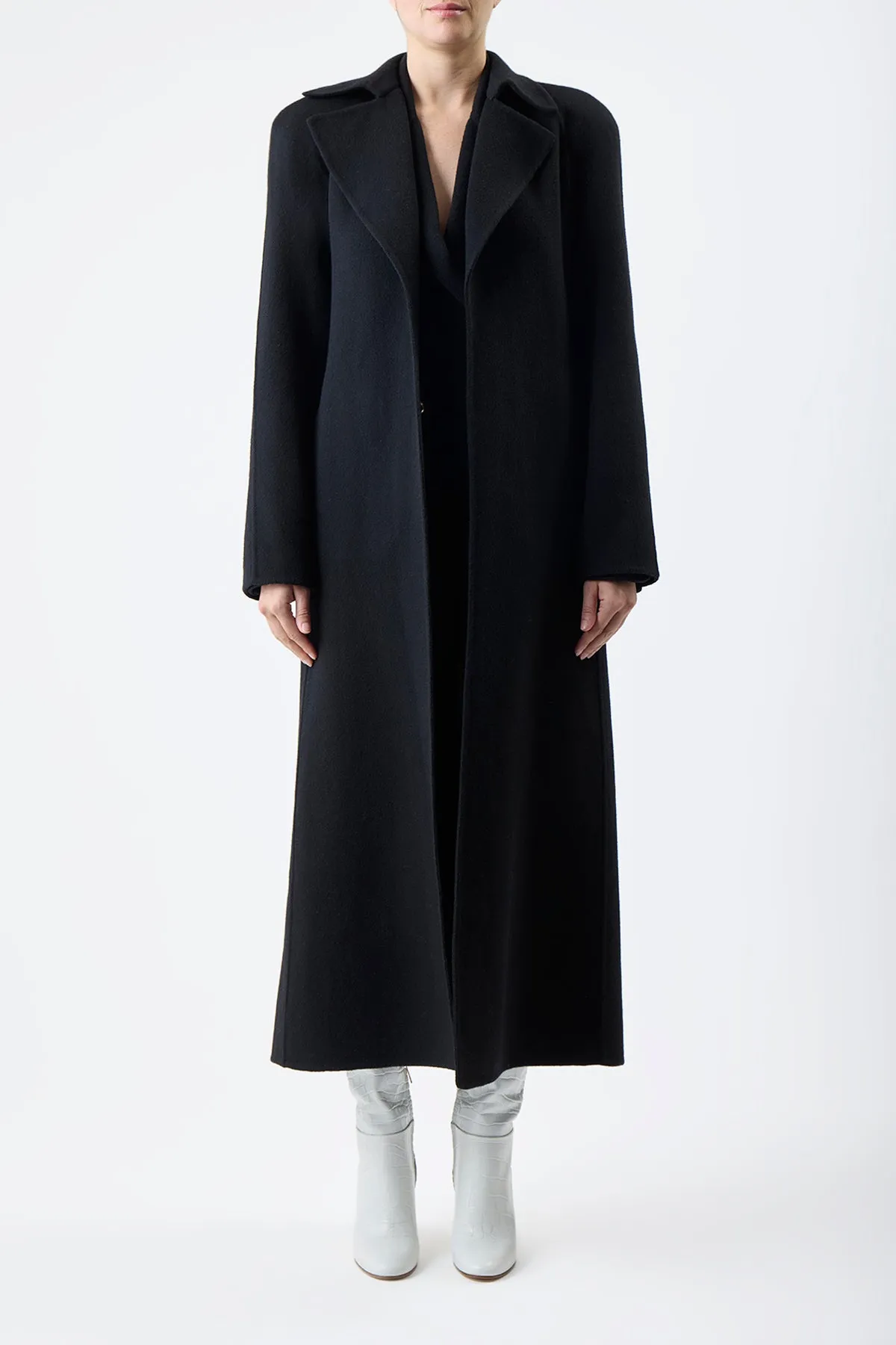 Lachlan Trench Coat in Black Double-Face Recycled Cashmere