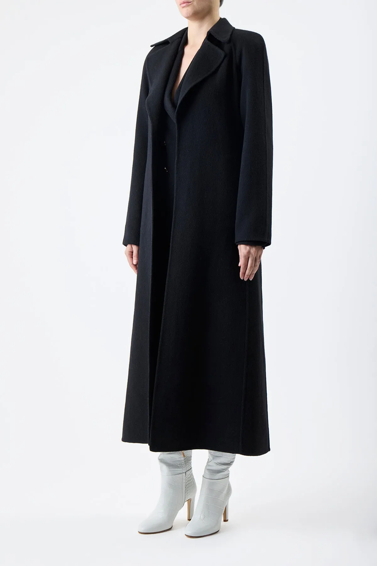 Lachlan Trench Coat in Black Double-Face Recycled Cashmere