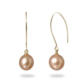 Lilac Freshwater Pearl Earrings in Gold - 9-10mm