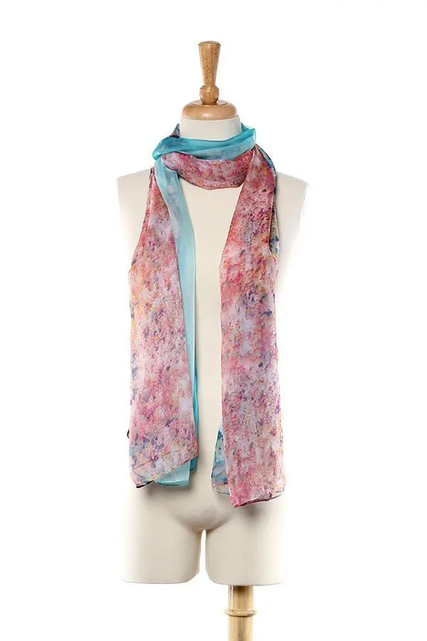 Long Chiffon Scarf Blue and Pink Theme CHL110